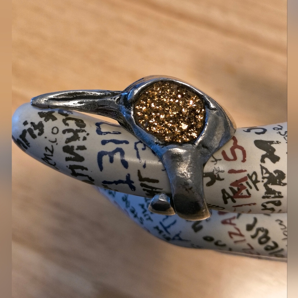 Martha Rotten Custom Pewter Bird Skull Ring With Topaz Eyes